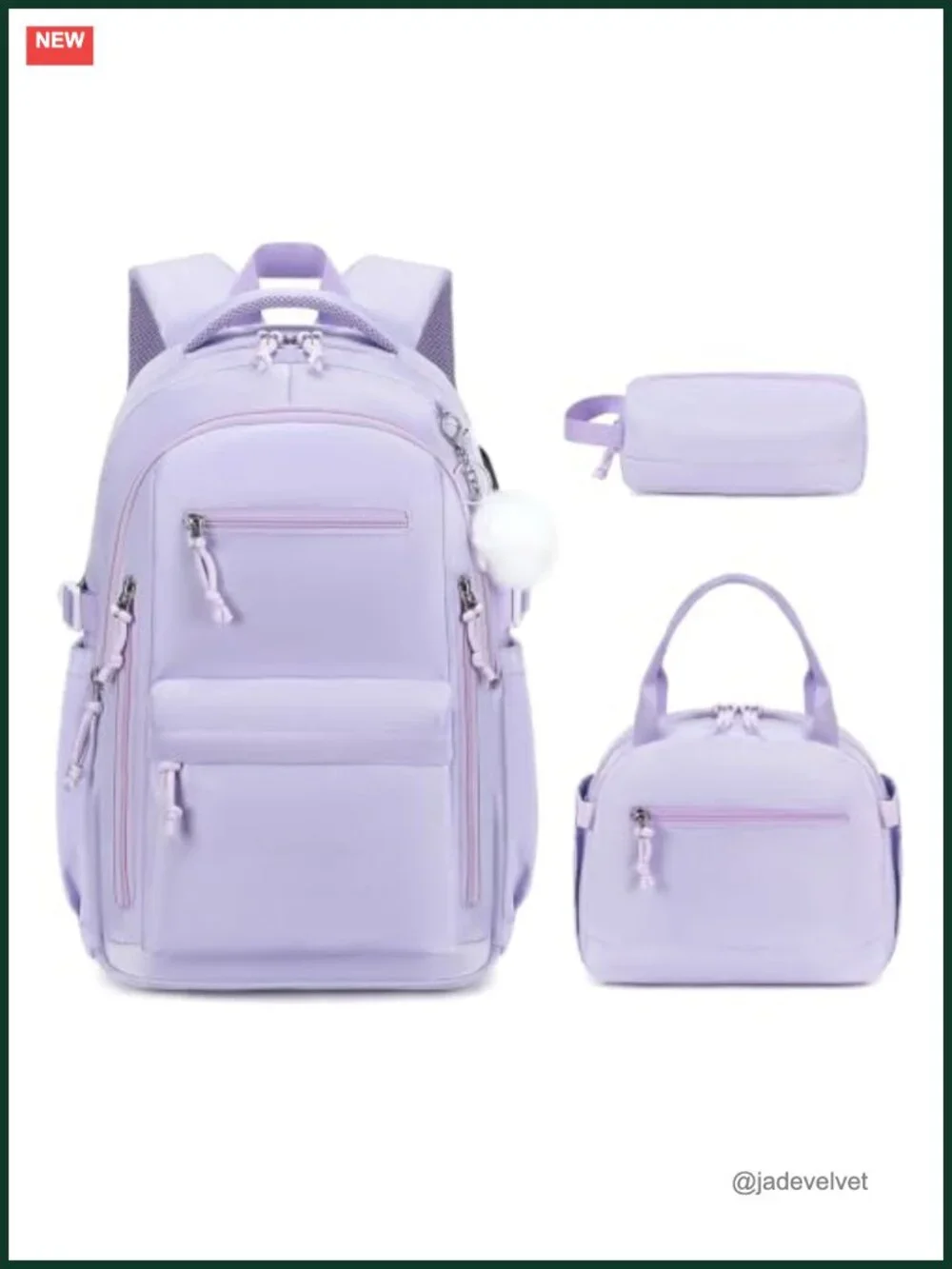 Laptop Backpack Set with Lunch Bag and Pencil Pouch, USB Charging Port, Water